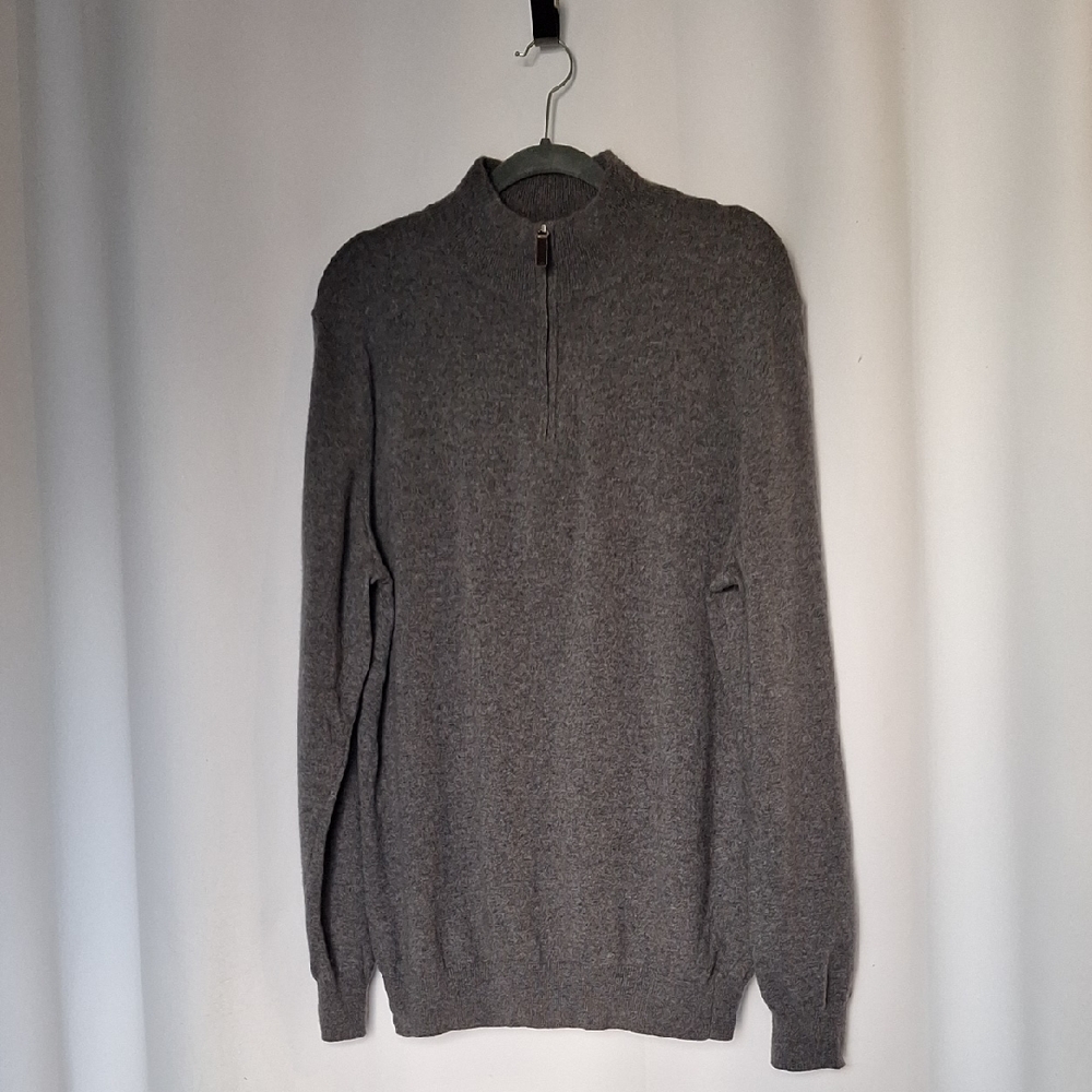 Mantovani Studio 100% Cashmere Men's Gray Quarter Zip Sweater Size XL